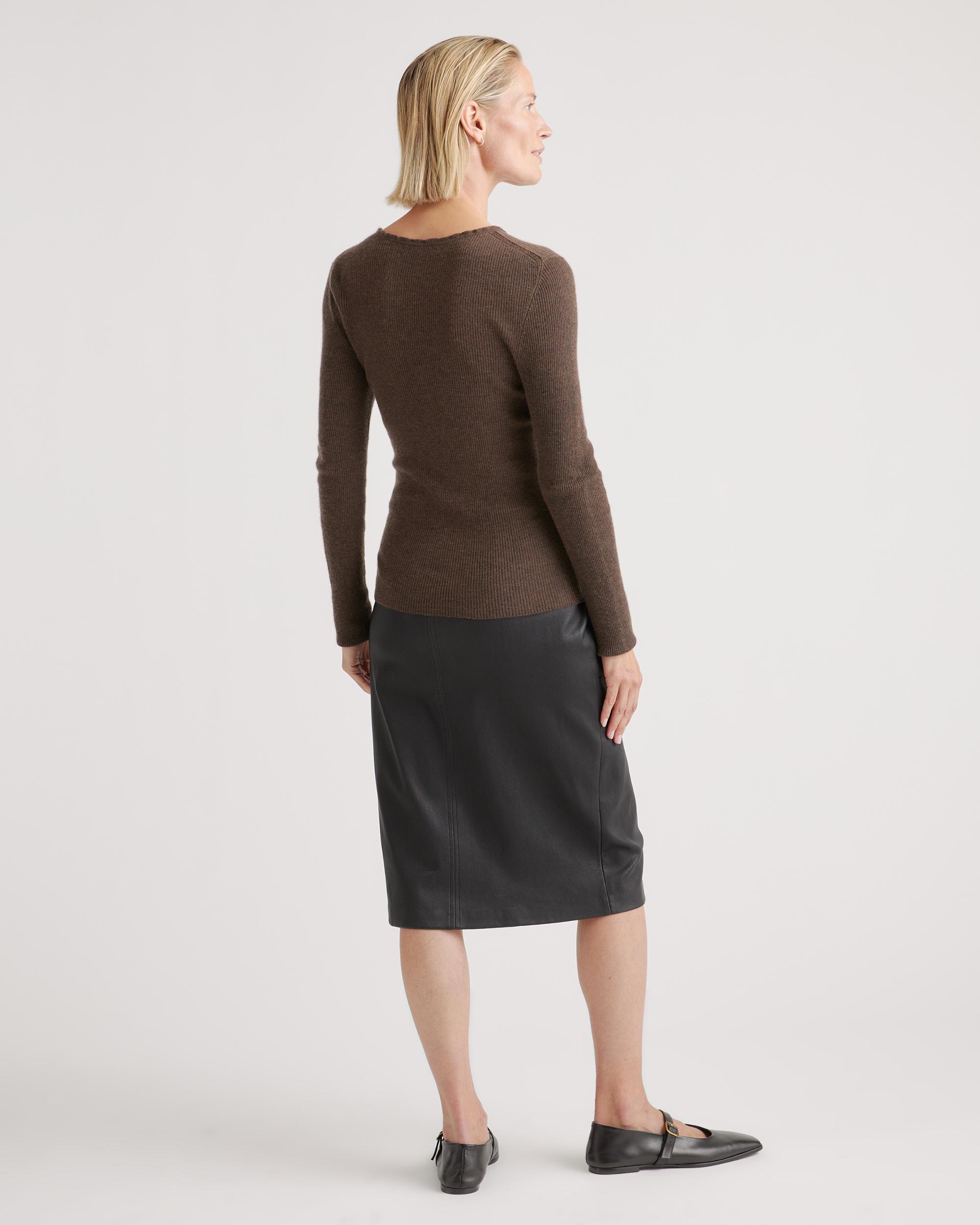 Quince | Women's Featherweight Cashmere Ribbed Crewneck Sweater Size XS Product Image