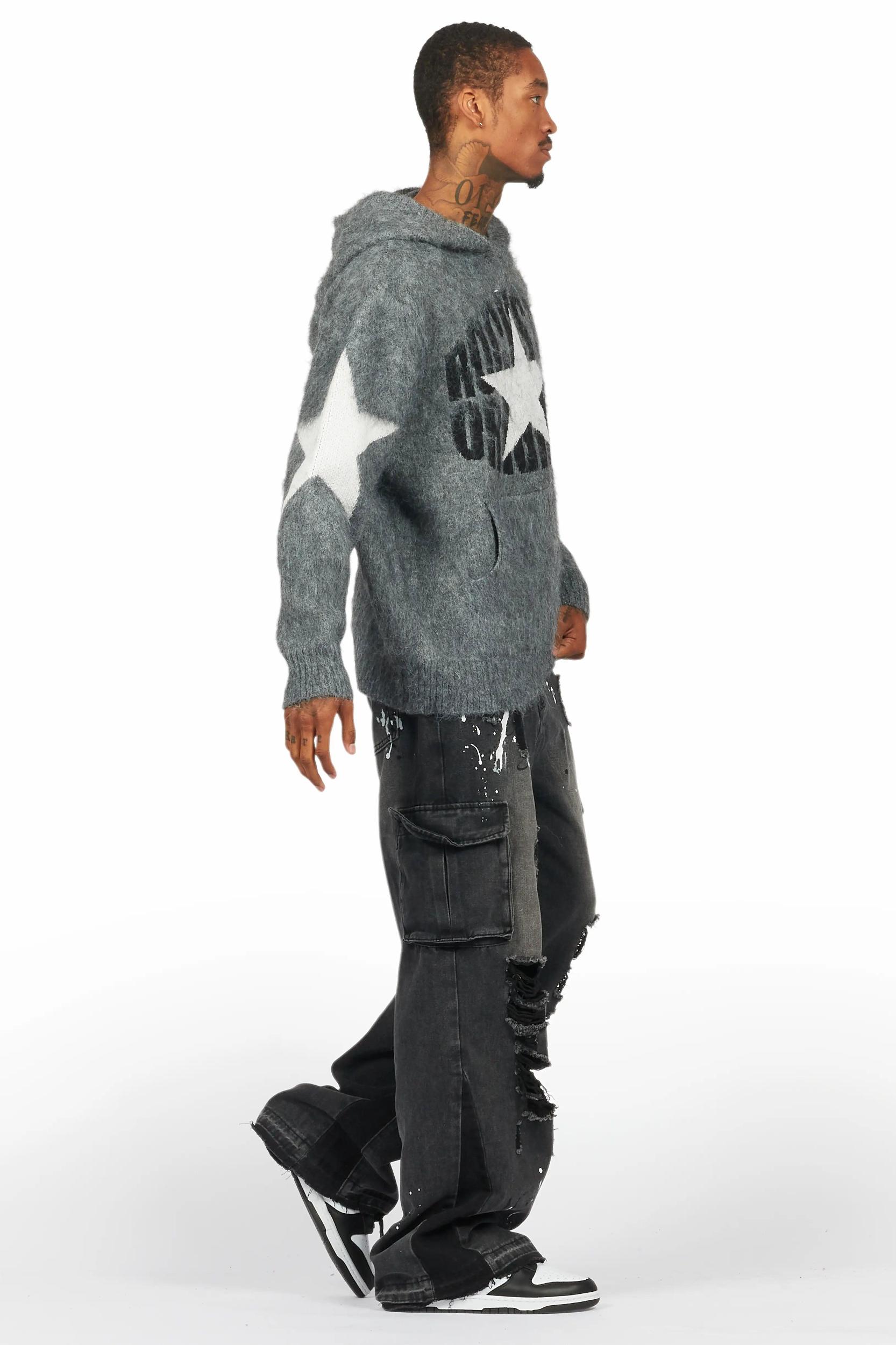 States Grey Mohair Hoodie/Baggy Fit Jean Bundle Male Product Image