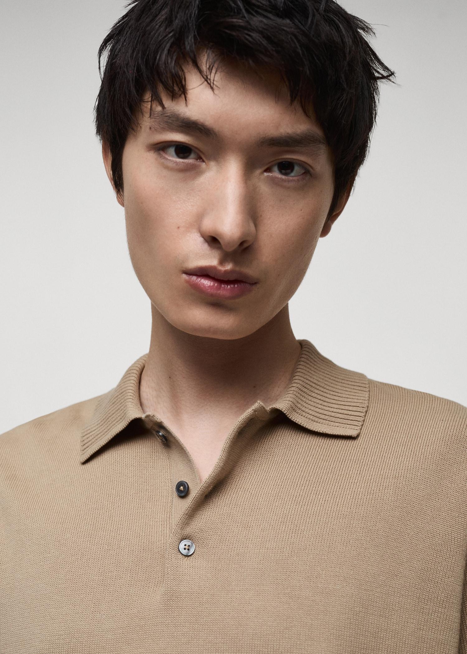 100% cotton knitted polo shirt - Men | MANGO USA Product Image