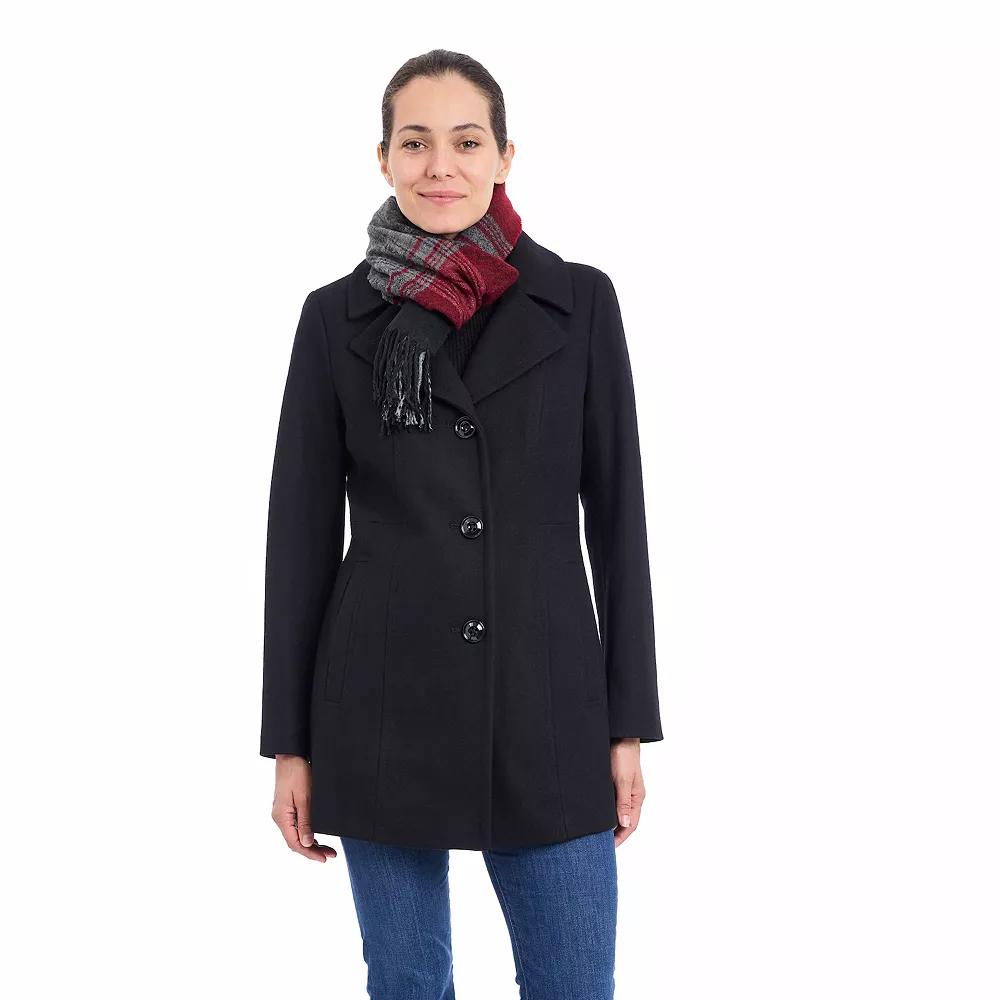Women's London Fog Single Breasted Coat & Scarf,  Product Image