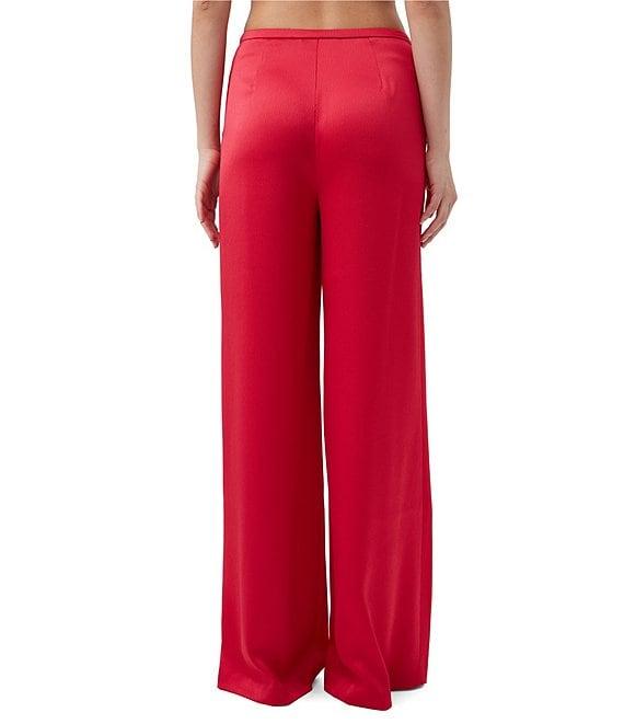 Trina Turk Tavia Satin Mid Rise Side Leg Pants Product Image