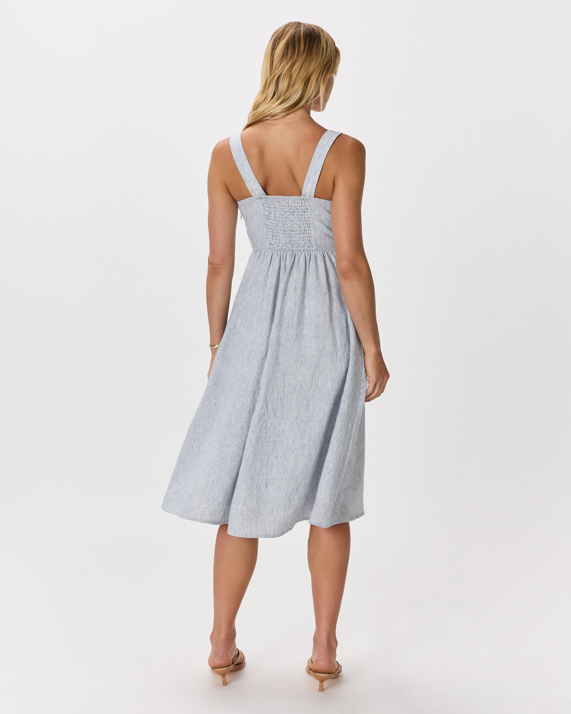 Quince | Women's 100% European Linen Fit & Flare Midi Dress Product Image