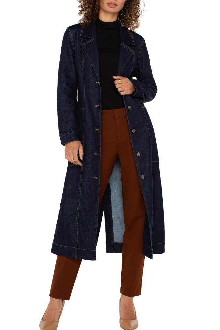 Notch Collar Duster Jacket with Belt Product Image