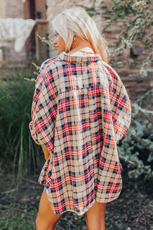 So Plaid You're Mine Button Up in Iced Latte Product Image