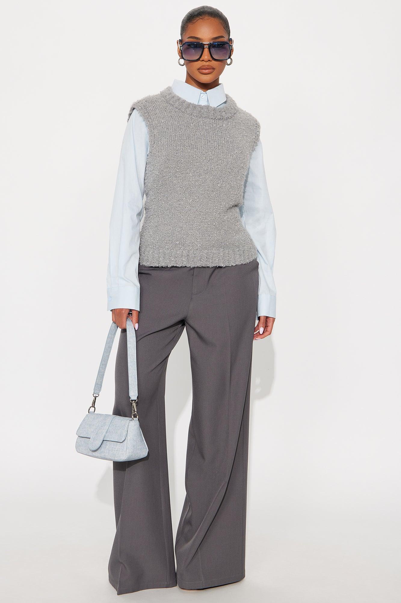 Heart's Racing Pullover Sweater - Grey Female Product Image