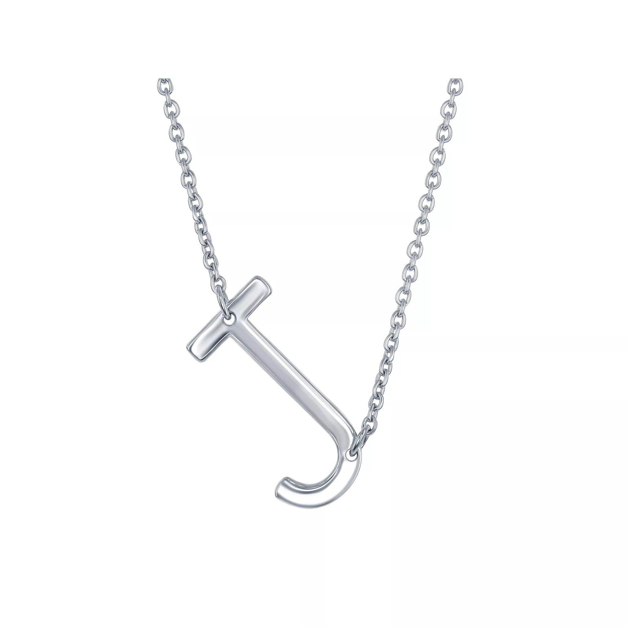 Sterling Silver Sideways Initial Necklace, Womens Sterling B Product Image