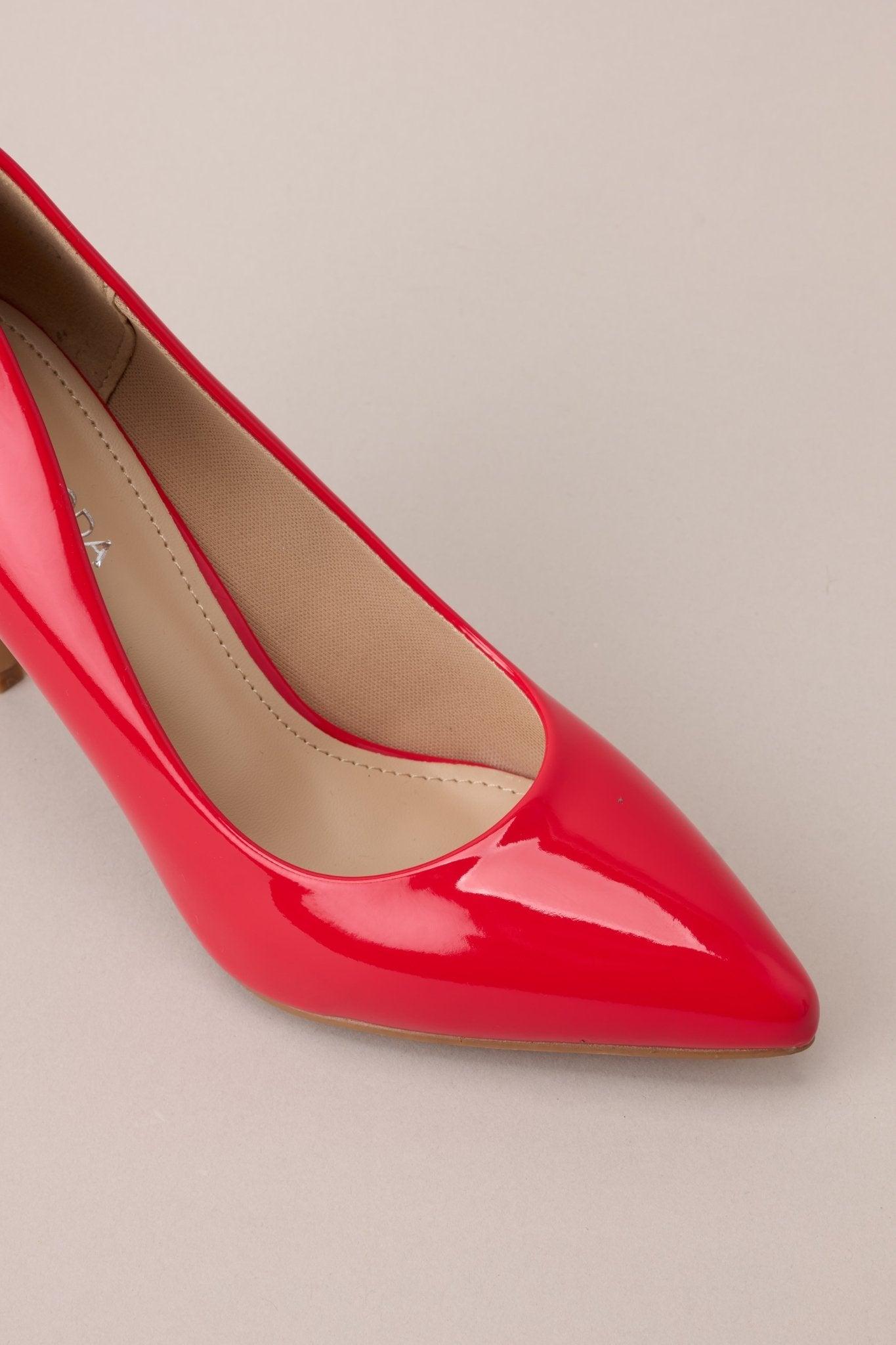 Magic Moments Pointed Toe Red High Heel Pumps Product Image