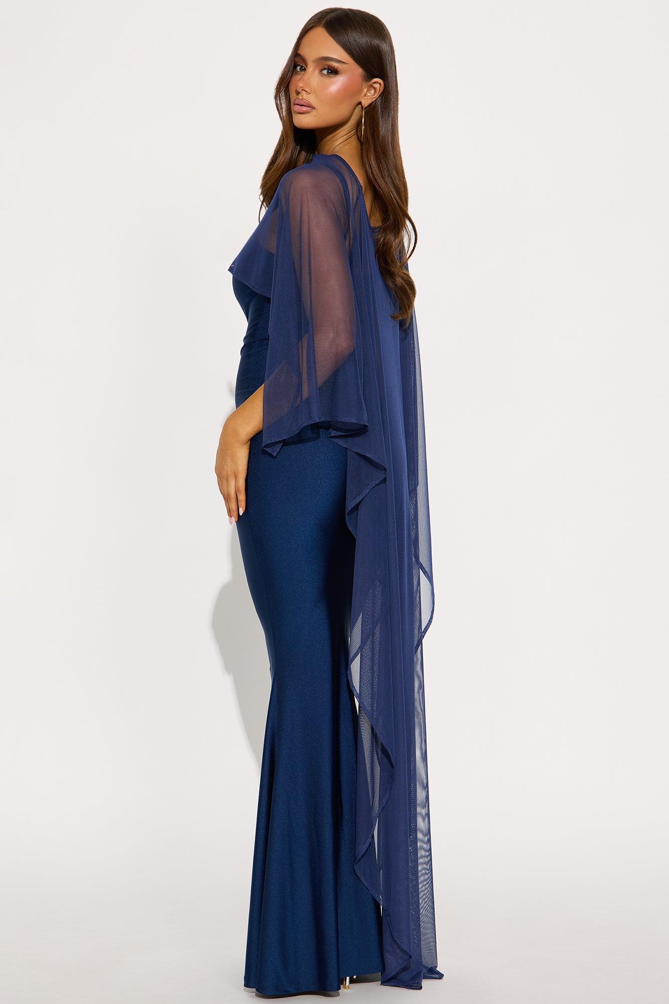 Staying True Satin Maxi Dress - Navy Female Product Image