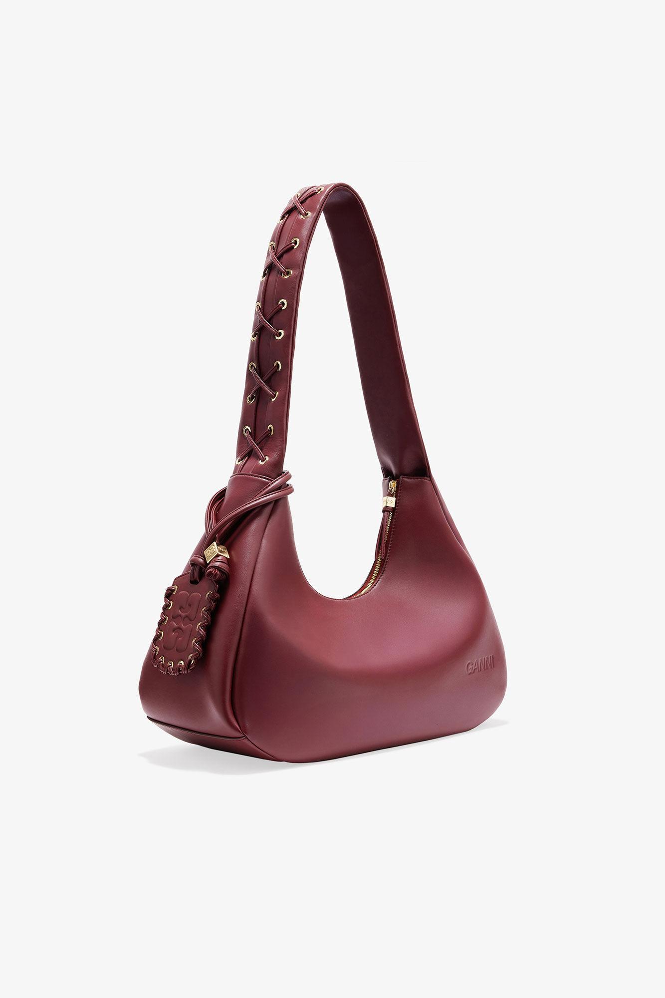 Burgundy Medium Laces Hobo Bag Product Image