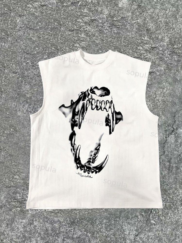 Men's Metal Fangs Print Cotton Tank Top Product Image