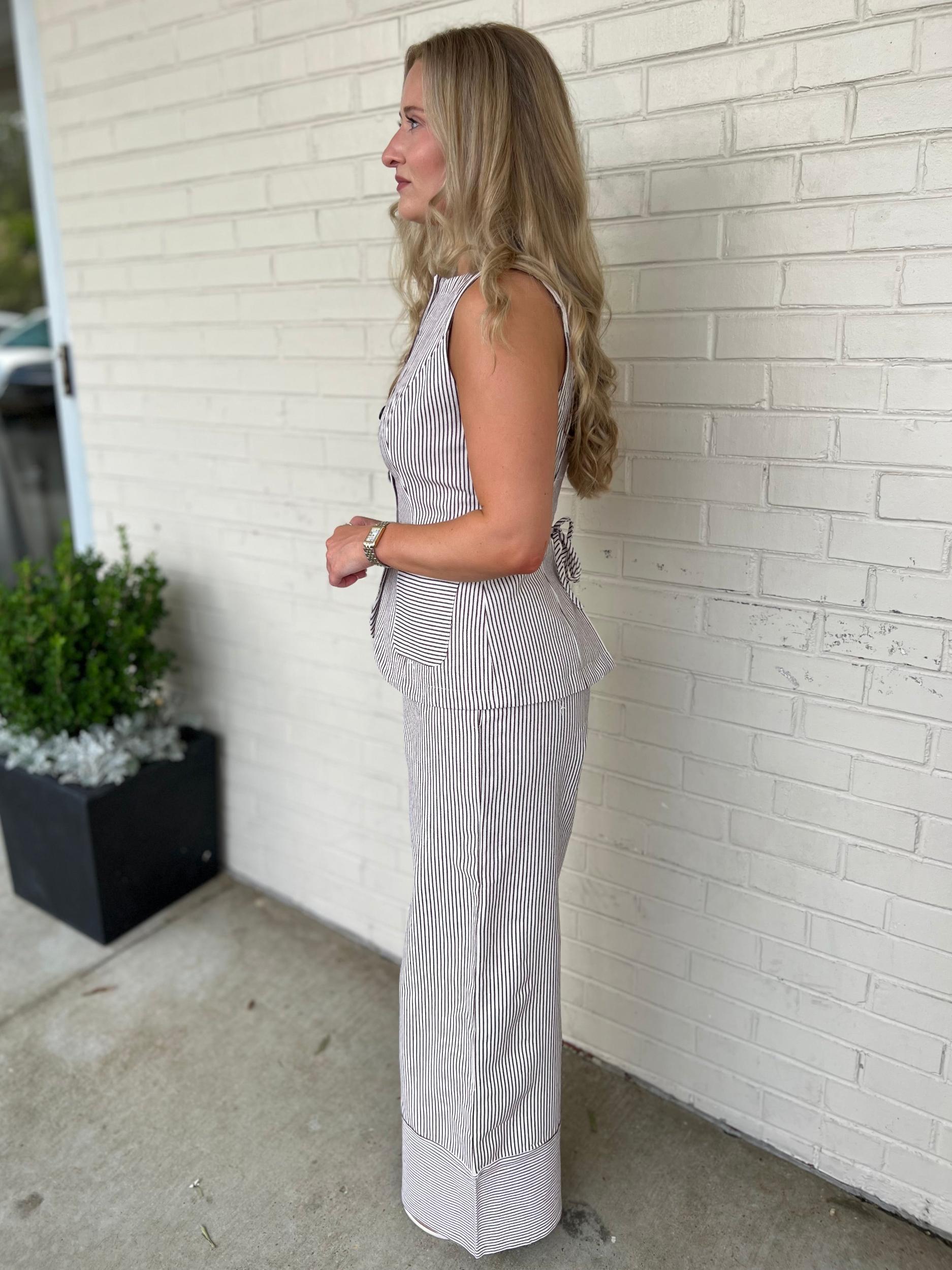 Valerie Wide Leg Striped Pants Product Image