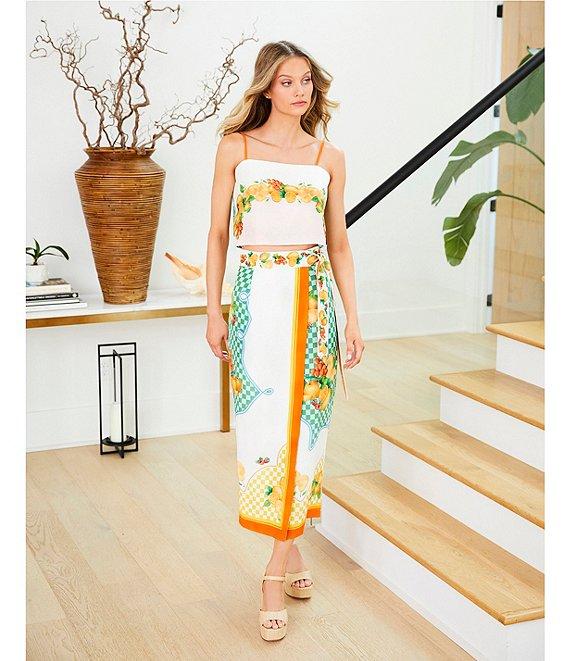 Antonio Melani Coordinating Callista Linen Blend Fruit Printed Square Neck Sleeveless Blouse Product Image