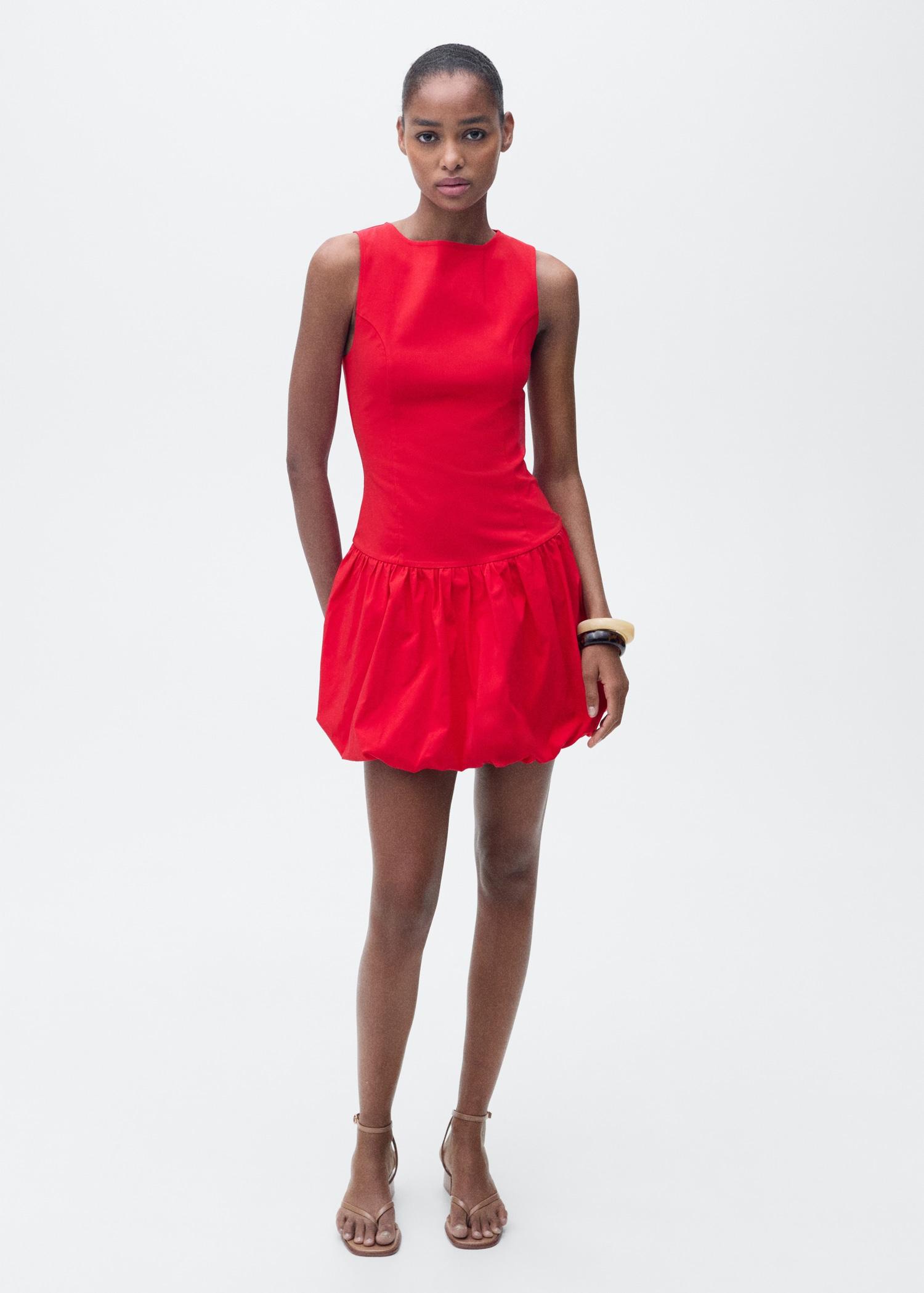 Short balloon dress - Women | MANGO USA Product Image