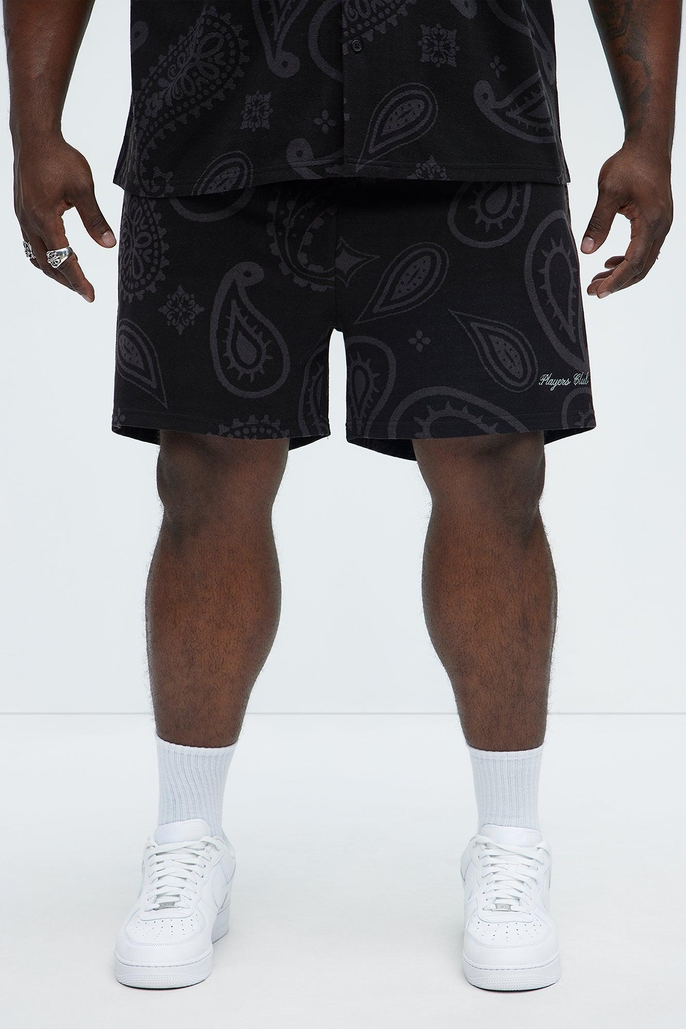Heritage Paisley Relaxed Shorts - Black Product Image