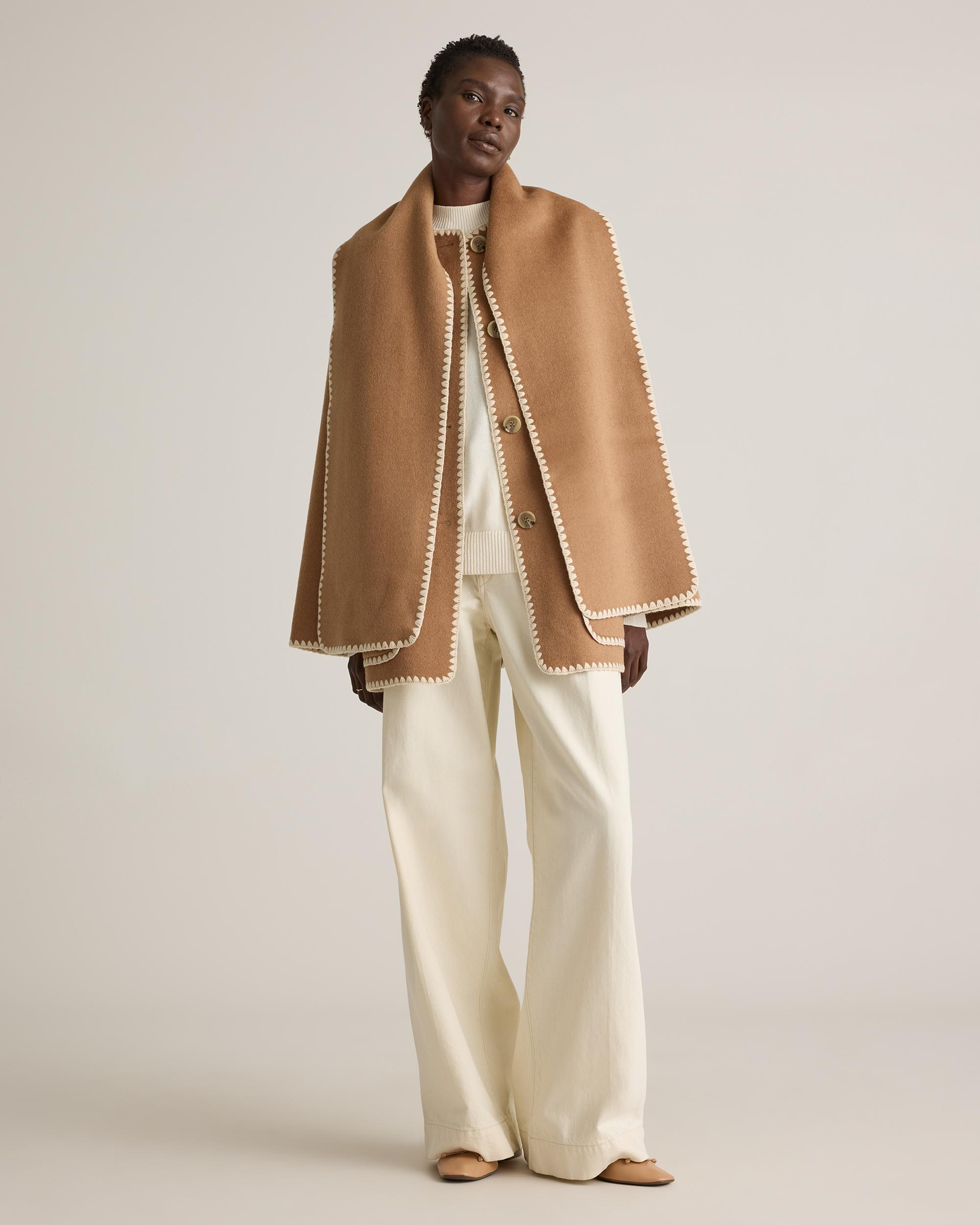 Quince | Women's Double-Faced Merino Wool Scarf Coat Size XL Product Image