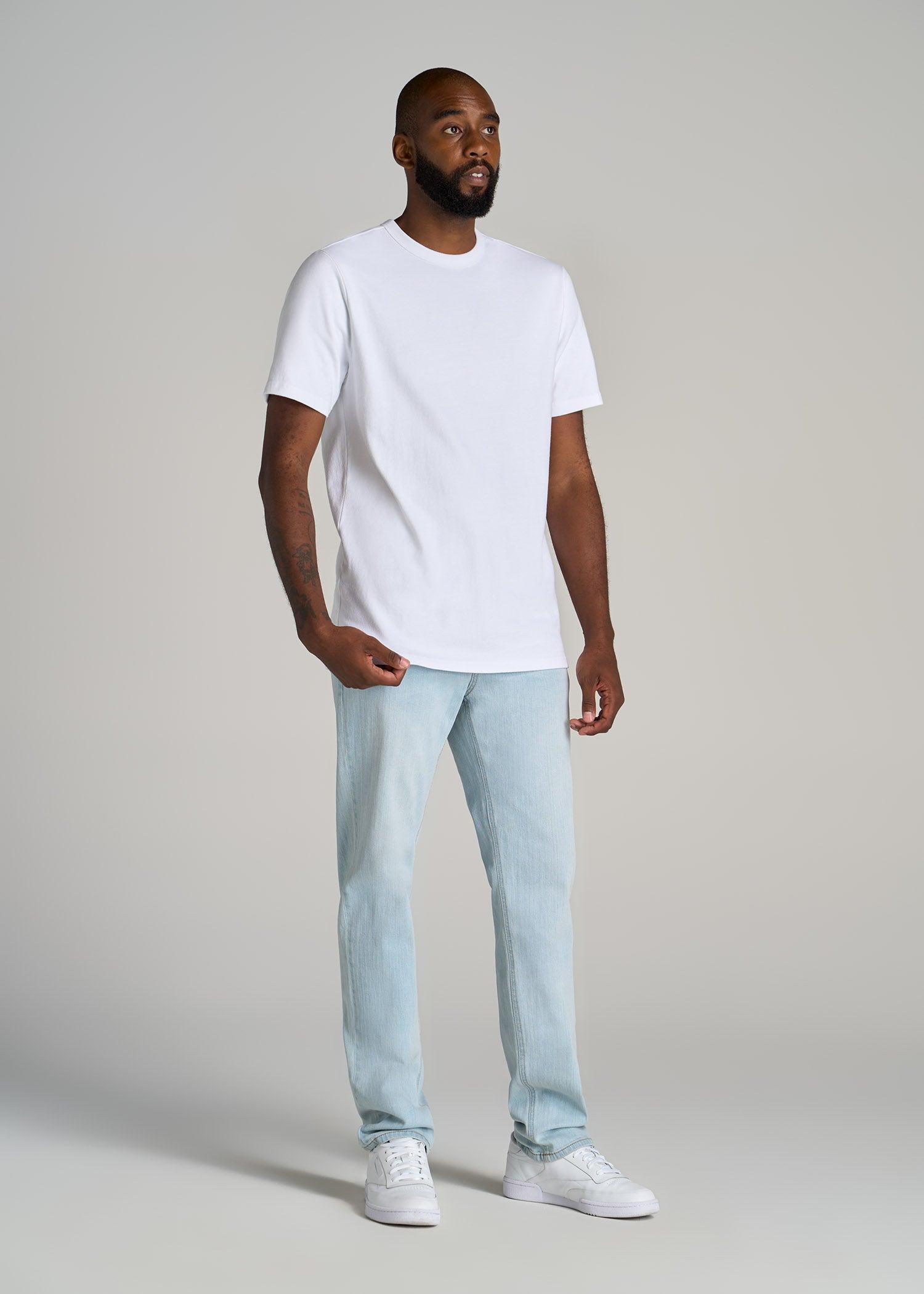 LJ&S Heavyweight Relaxed Fit Tee for Tall Men in White Male Product Image