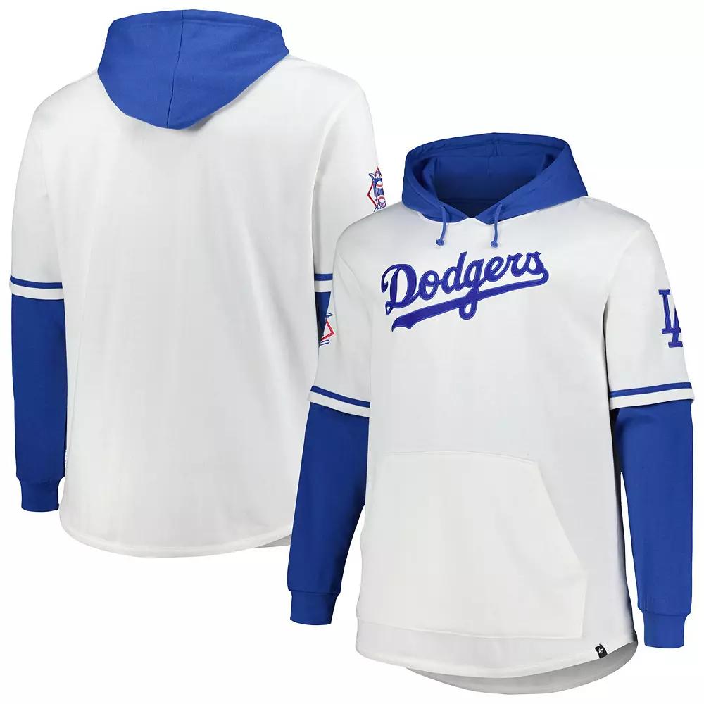 Men's '47 White/Royal Los Angeles Dodgers Big & Tall Trifecta Shortstop Pullover Hoodie, Size: 2XLT Product Image