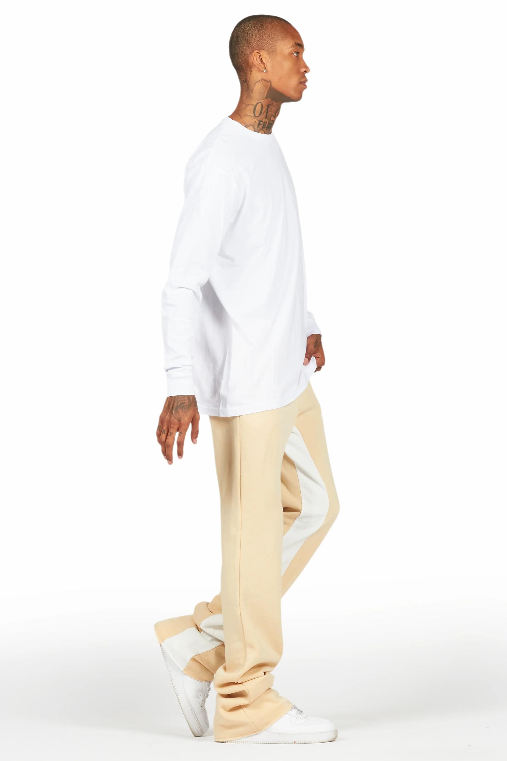 Briggs White/Beige Long Sleeve T-Shirt/Baggy Pant Set Male Product Image