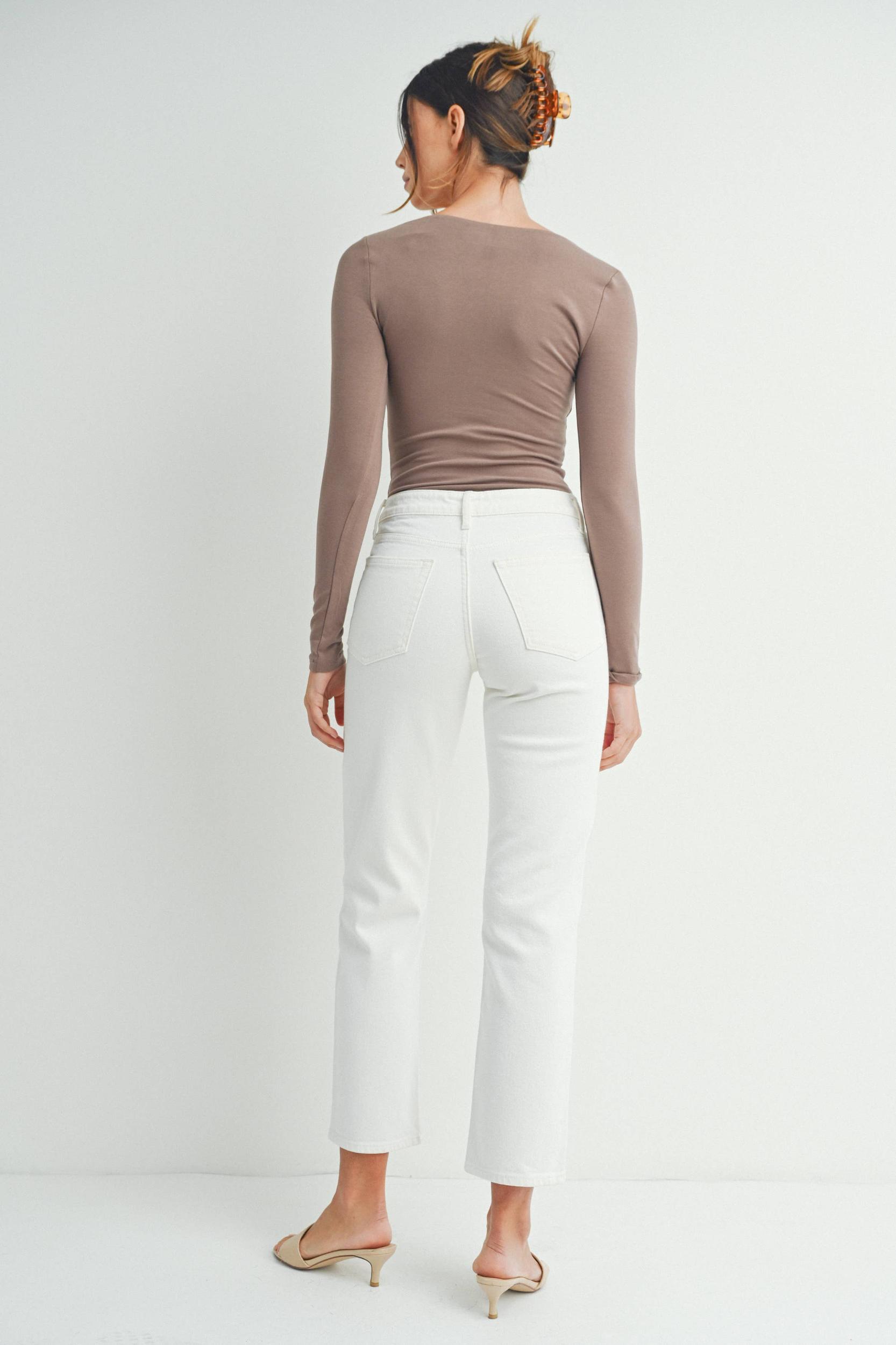 JBD Sindie Mid Rise Cream Straight Jeans Product Image