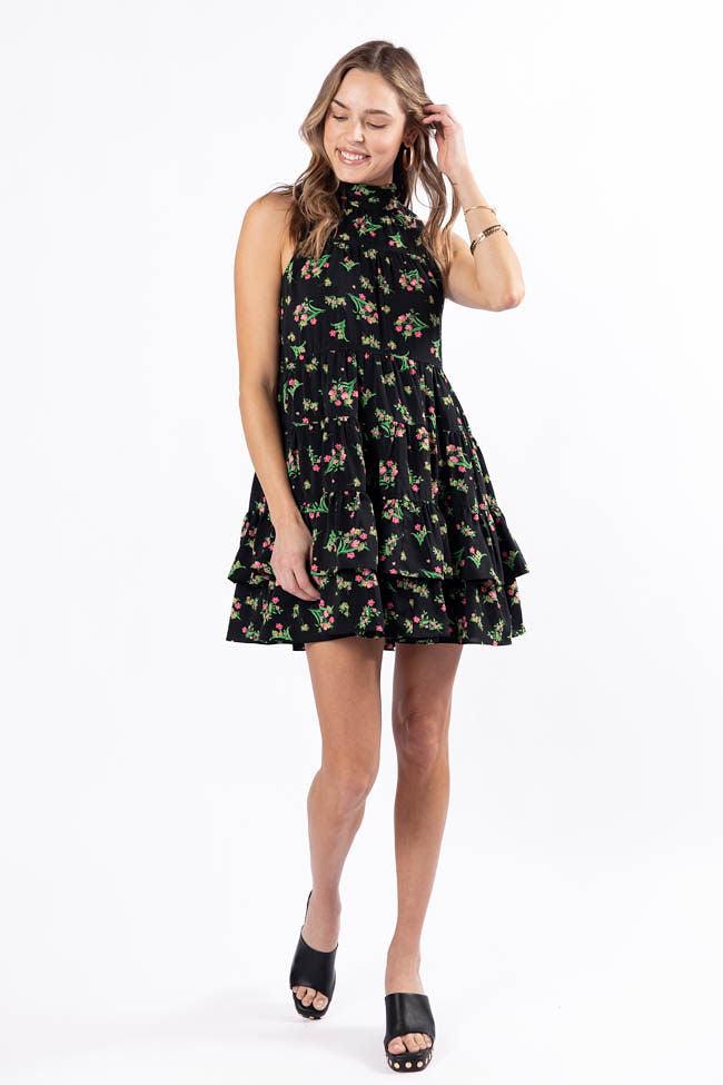 Called It Black Floral Print Mini Dress FINAL SALE Product Image