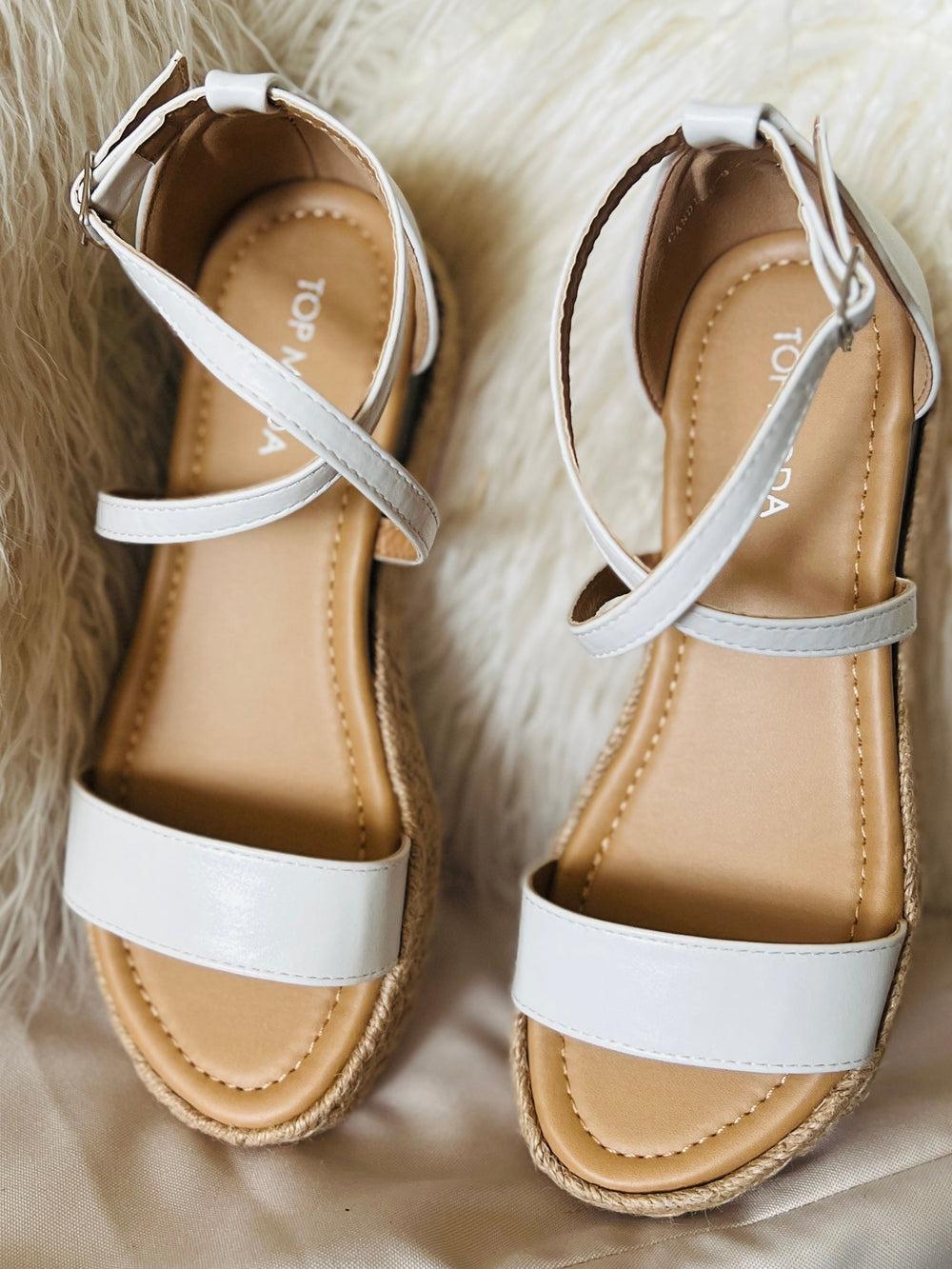 Top Moda White Candide Platform Wedge Sandal* Product Image
