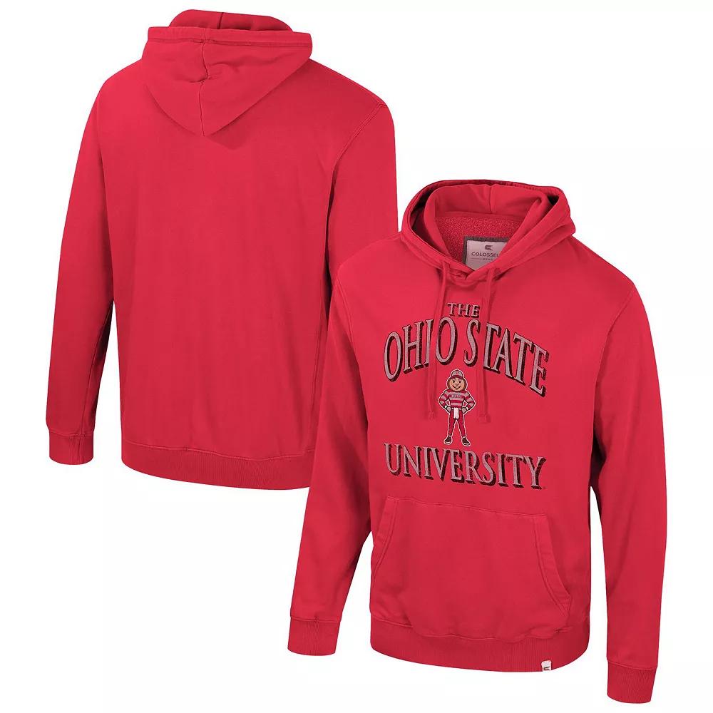 Men's Colosseum Scarlet Ohio State Buckeyes Big & Tall Cap E-Tan Pullover Hoodie,  Product Image