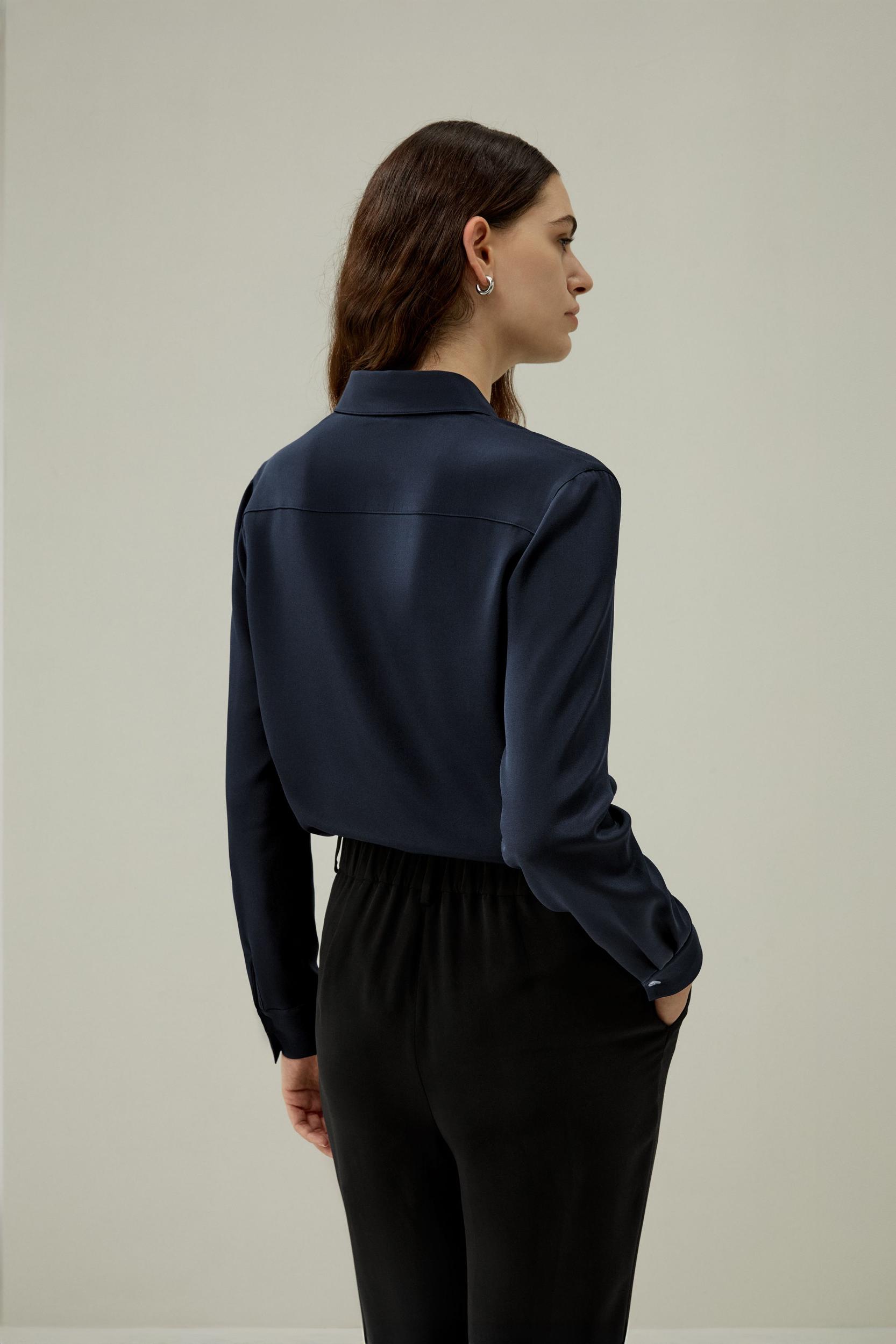 LILYSILK Silk Tops - Female - Dune Silk Georgette - Flattering Long Sleeve Shirt M Product Image