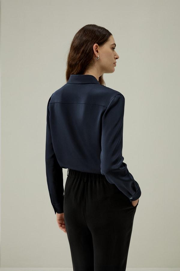 LILYSILK Silk Tops - Female - Dune Silk Georgette - Flattering Long Sleeve Shirt M Product Image