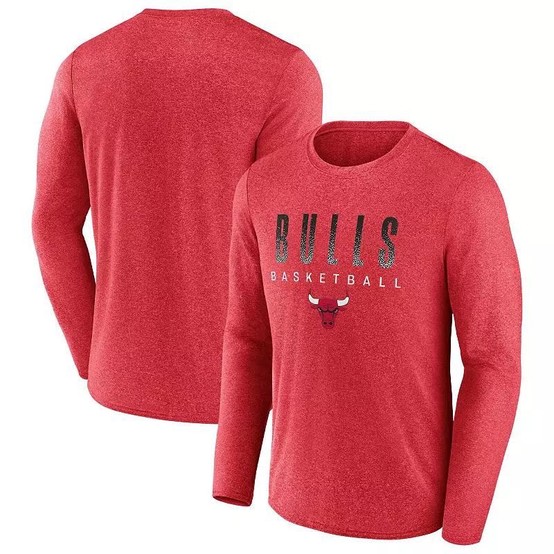 Men's Fanatics Branded Heathered Red Chicago Bulls Where Legends Play Iconic Practice Long Sleeve T-Shirt,  Product Image