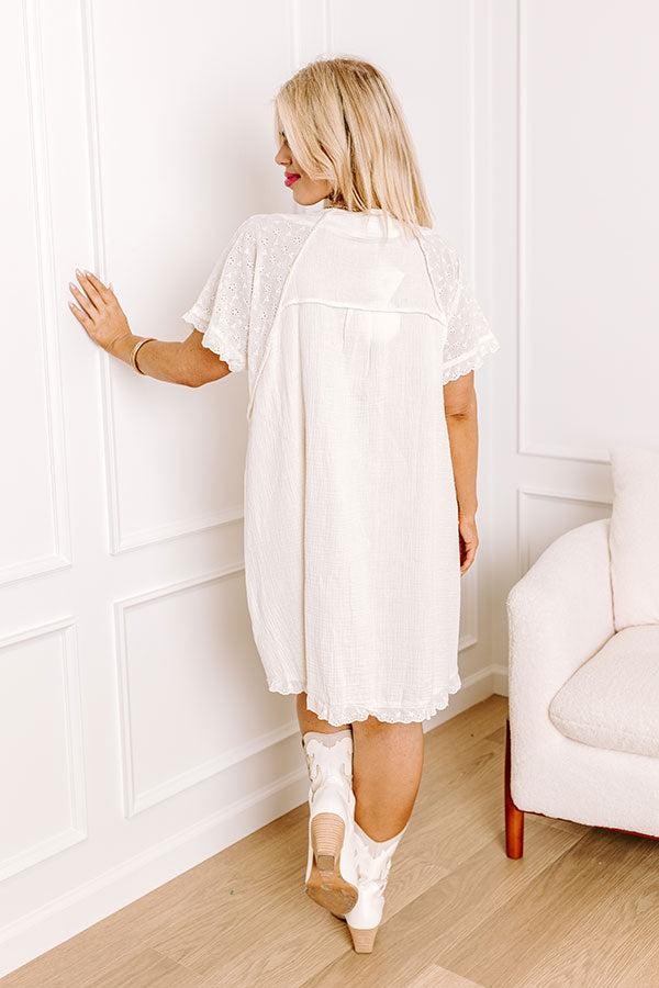 Sunday Mornings Eyelet Shift Dress in Cream Curves Product Image