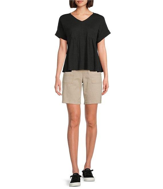 Westbound Knit V-Neck Flowy Short Sleeve Top Product Image