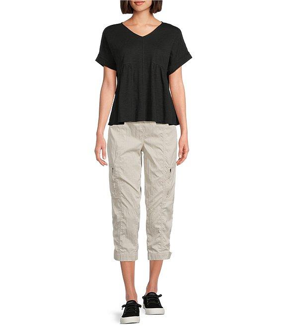 Westbound Knit V-Neck Flowy Short Sleeve Top Product Image