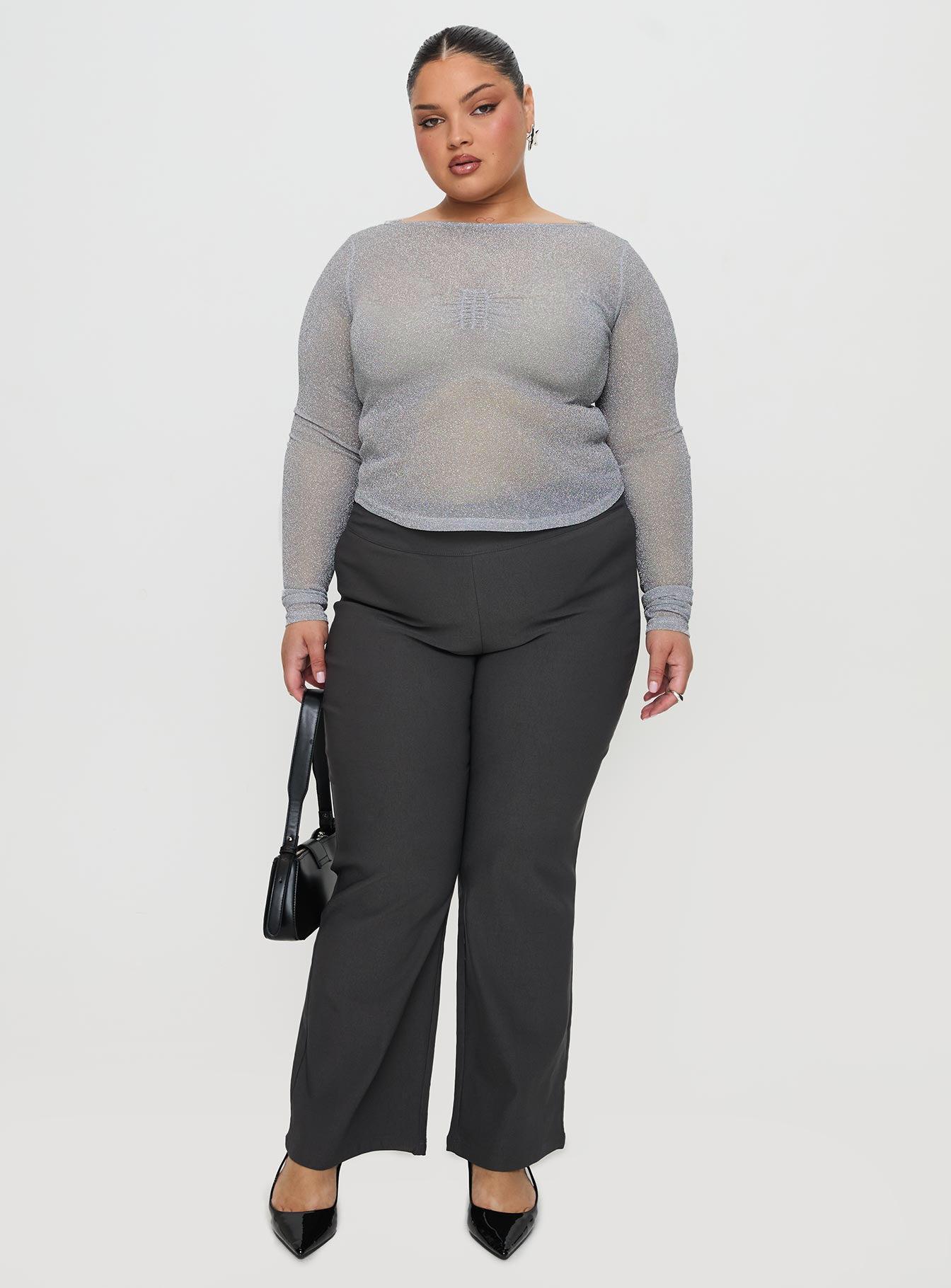 Crystal Clear Long Sleeve Mesh Top Silver Product Image