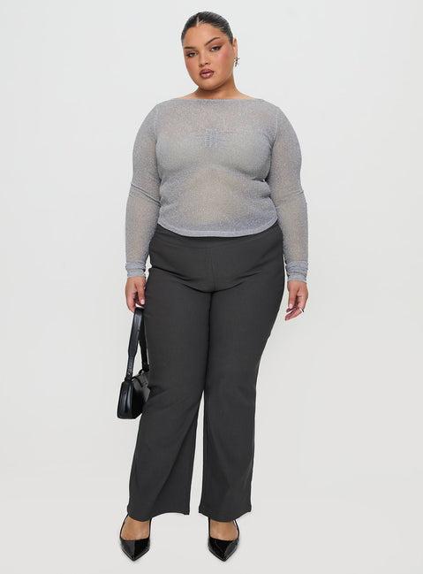 Crystal Clear Long Sleeve Mesh Top Silver Product Image