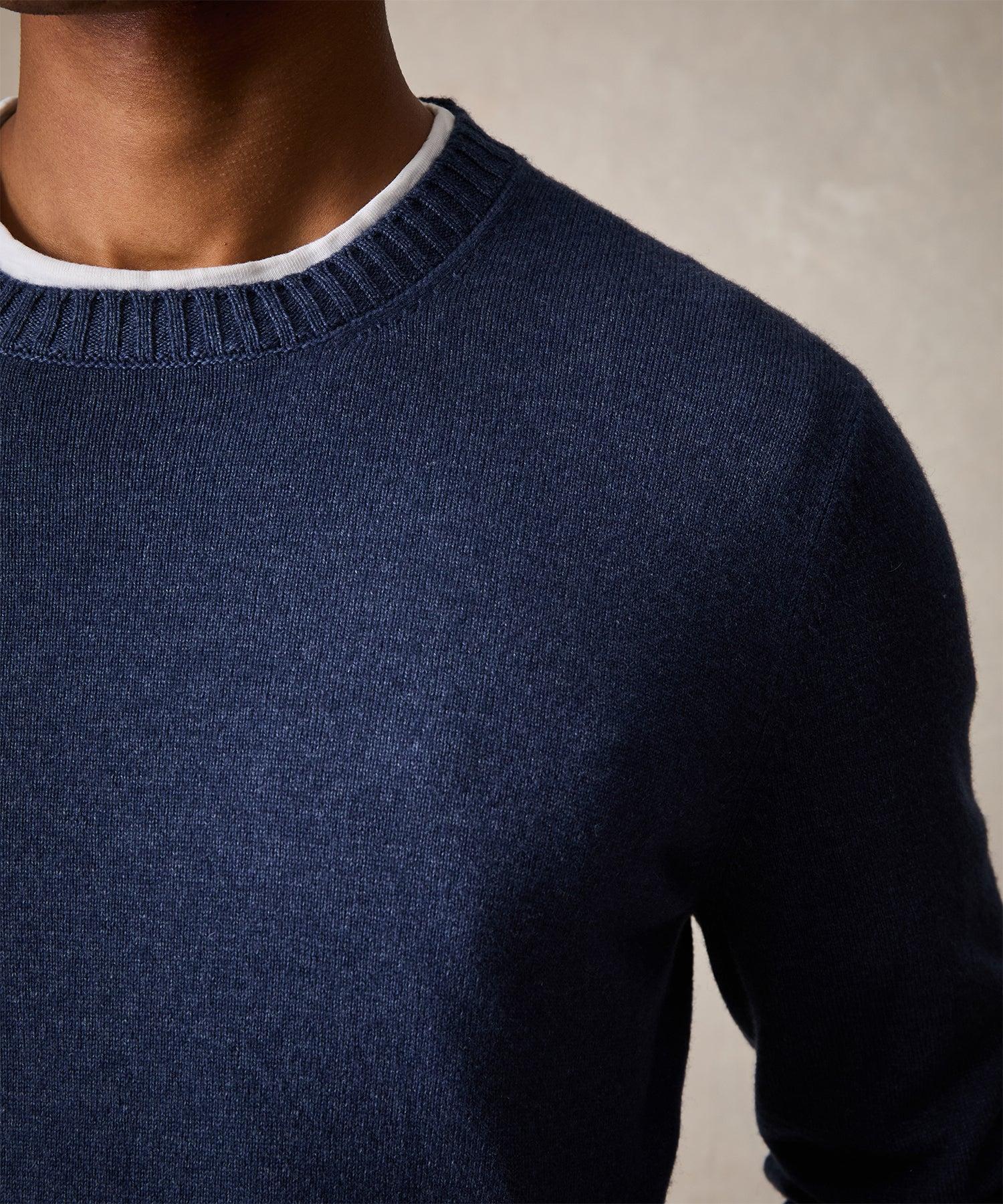 Italian Garment Dyed Wool Cashmere Crewneck Sweater Product Image