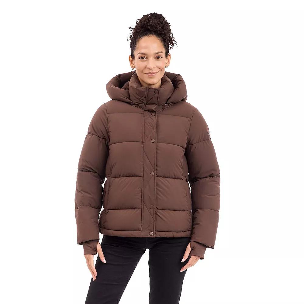 Women's BCBGeneration Short Hooded Puffer Jacket, Size: XL, Brown Product Image