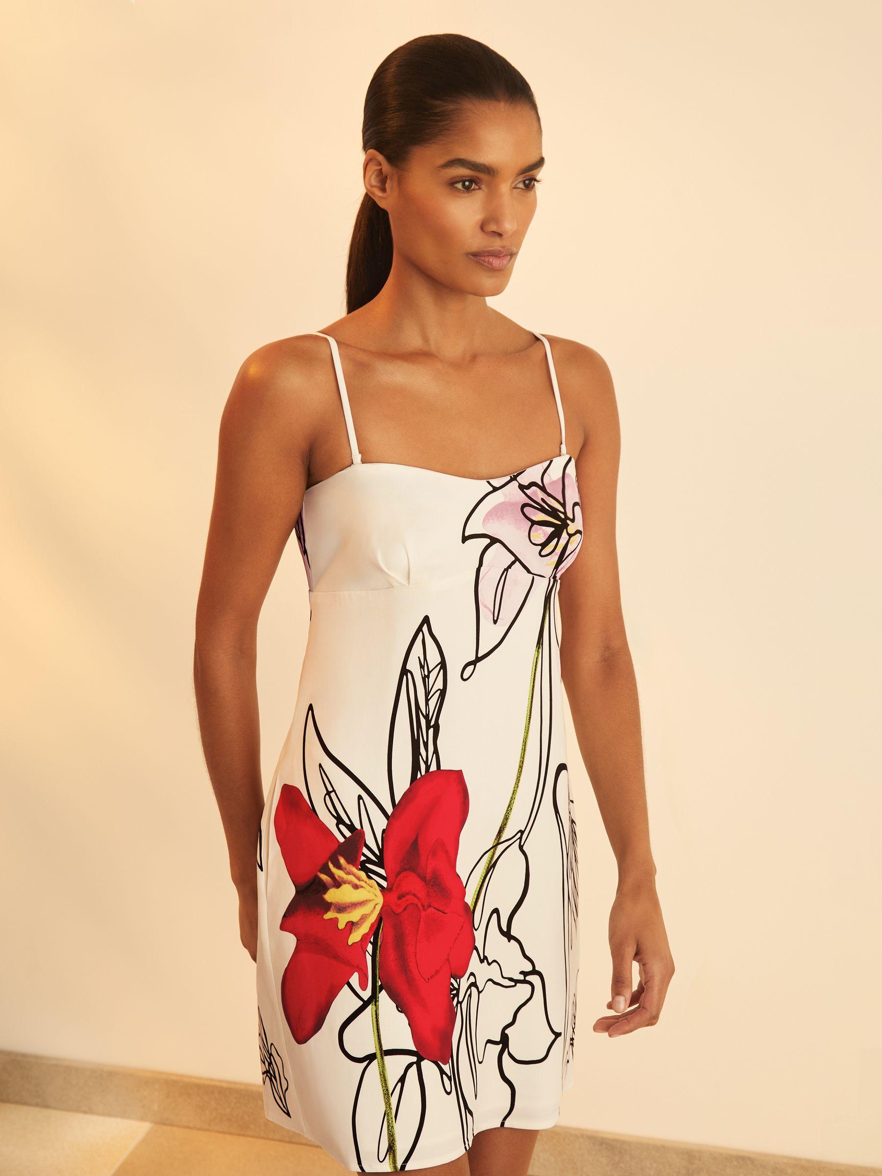 Reiss | NYBG Floral-Print Mini Dress in Ivory Product Image
