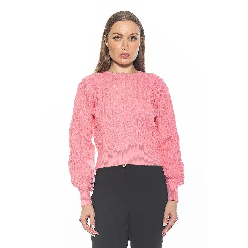 Women's ALEXIA ADMOR Berli Crewneck Bubble Sleeve Cable Knit Sweater,  Product Image