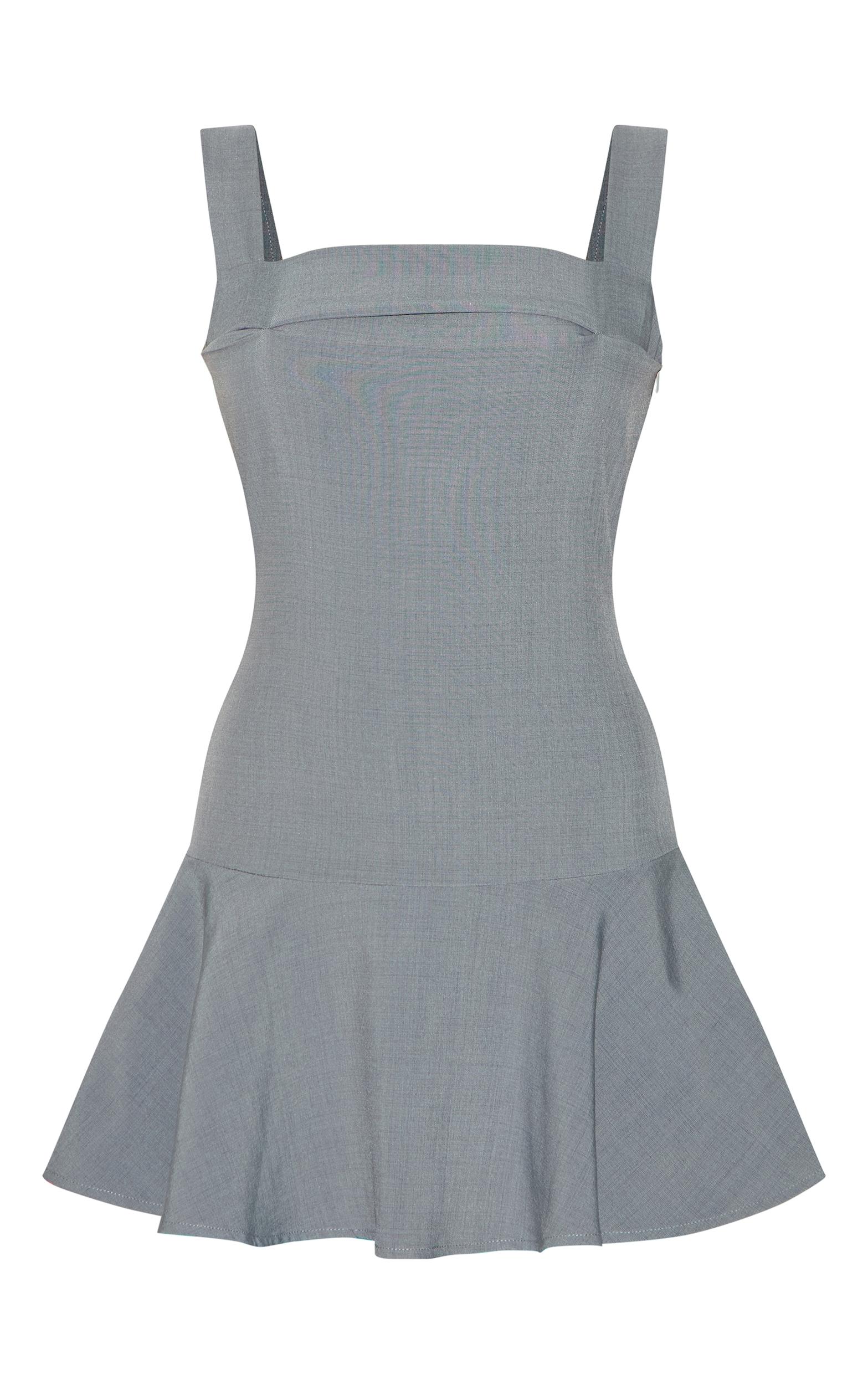 Charcoal Tailored Woven Scoop Back Shift Dress Product Image