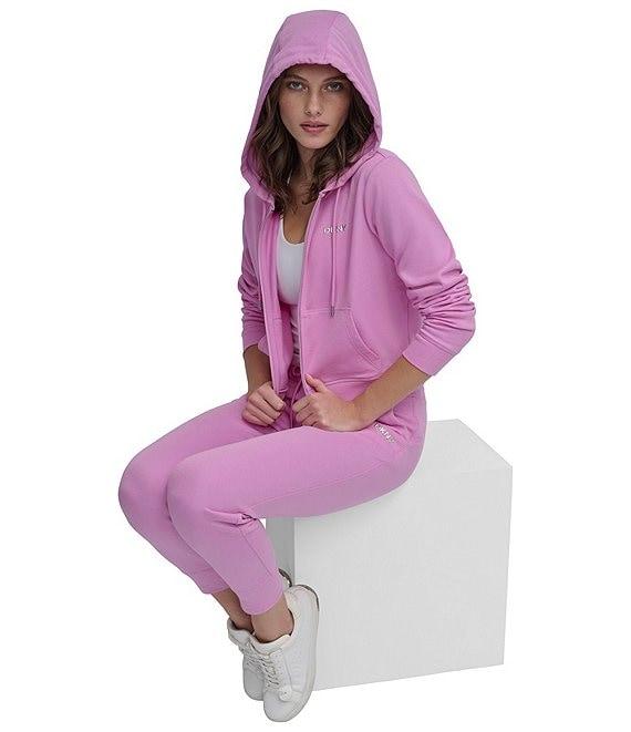 DKNY by Donna Karan Bubble Logo Knit Drawstring Long Sleeve Front Zip Hoodie Jacket Product Image