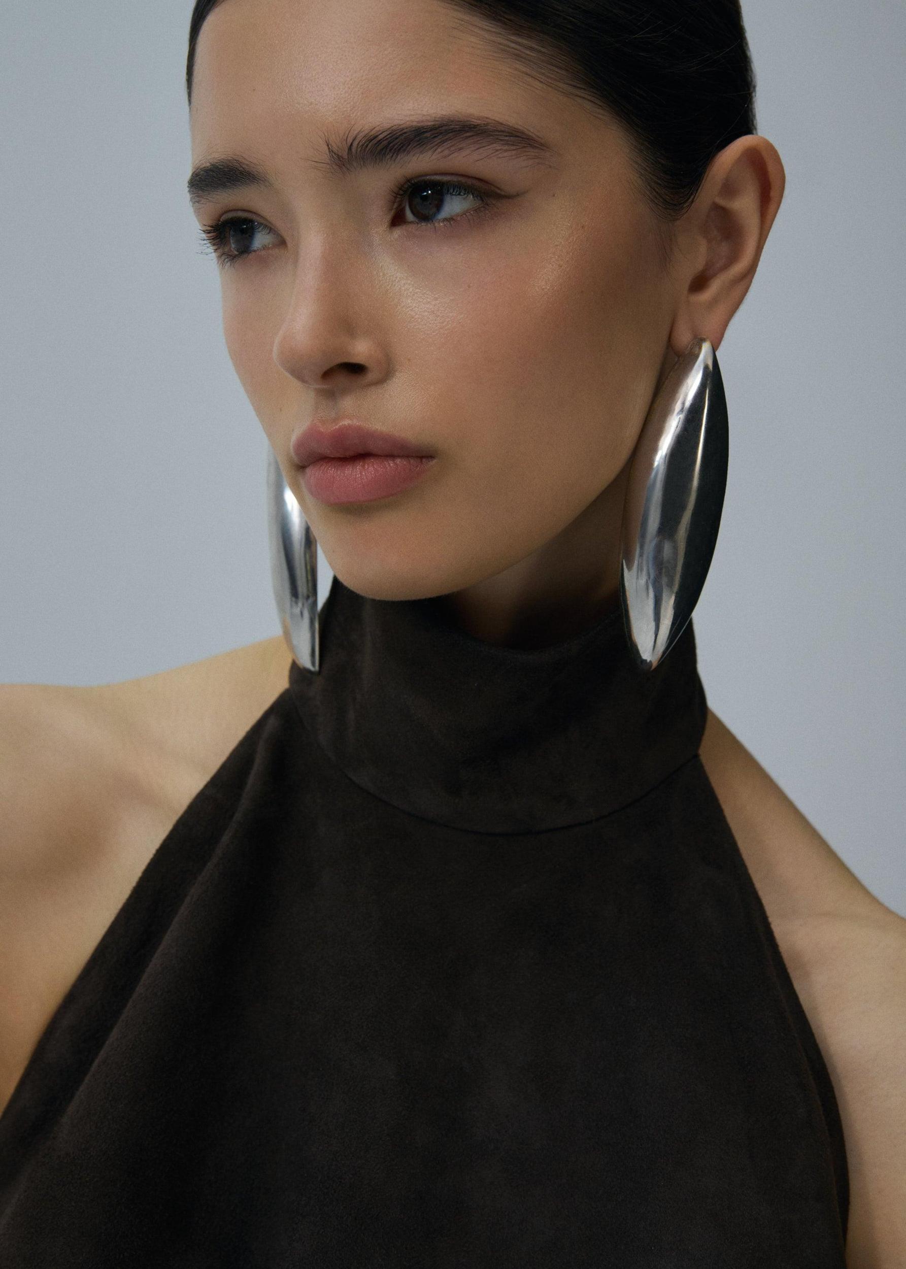 Halter-neck top in brown suede Product Image