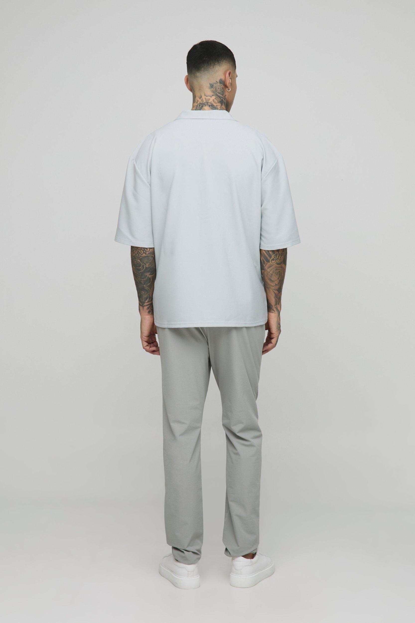Tall Oversized Technical Stretch Revere Shirt | boohooMAN USA Product Image