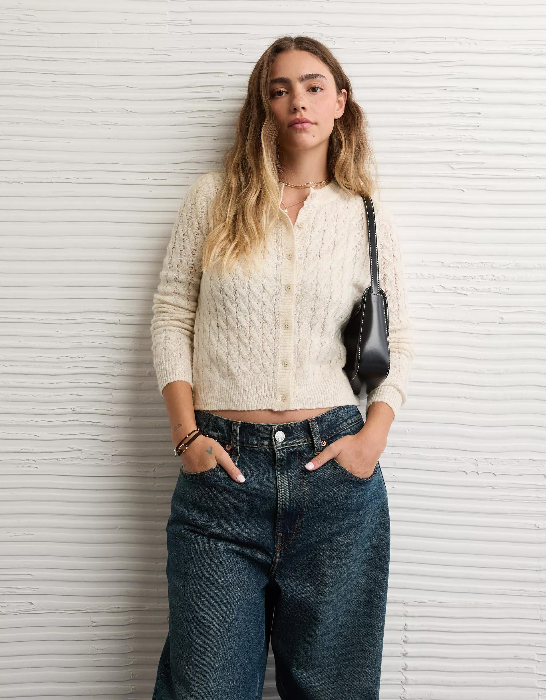 AE Whoa So Soft Button-Front Cardigan Product Image