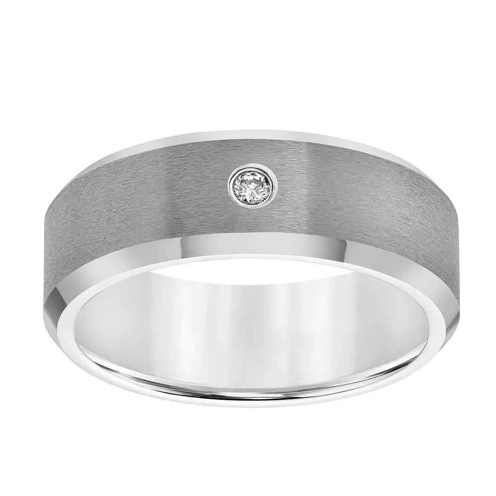 AXL Diamond Accent Gray Tungsten Carbide 8 mm Comfort Fit Men's Band, Size: 12.50 Product Image