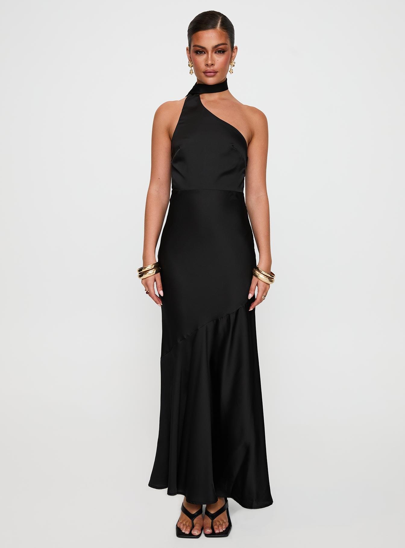 Elixaire Scarf Maxi Dress Black Product Image
