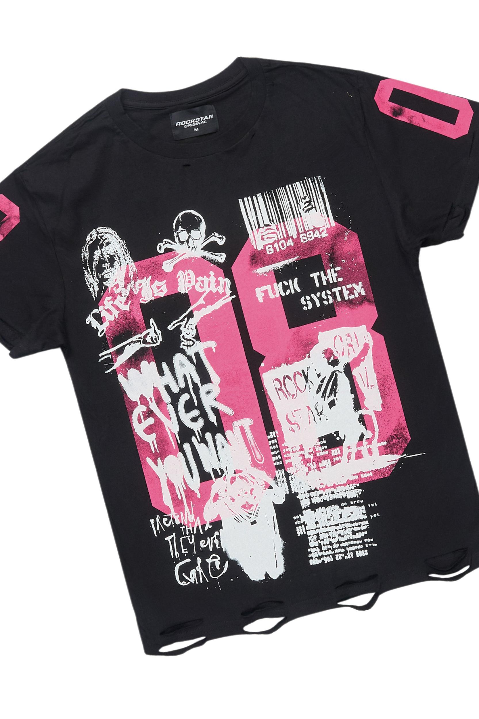 Grill Black T-Shirt/Stacked Flare Cargo Jean Male Product Image