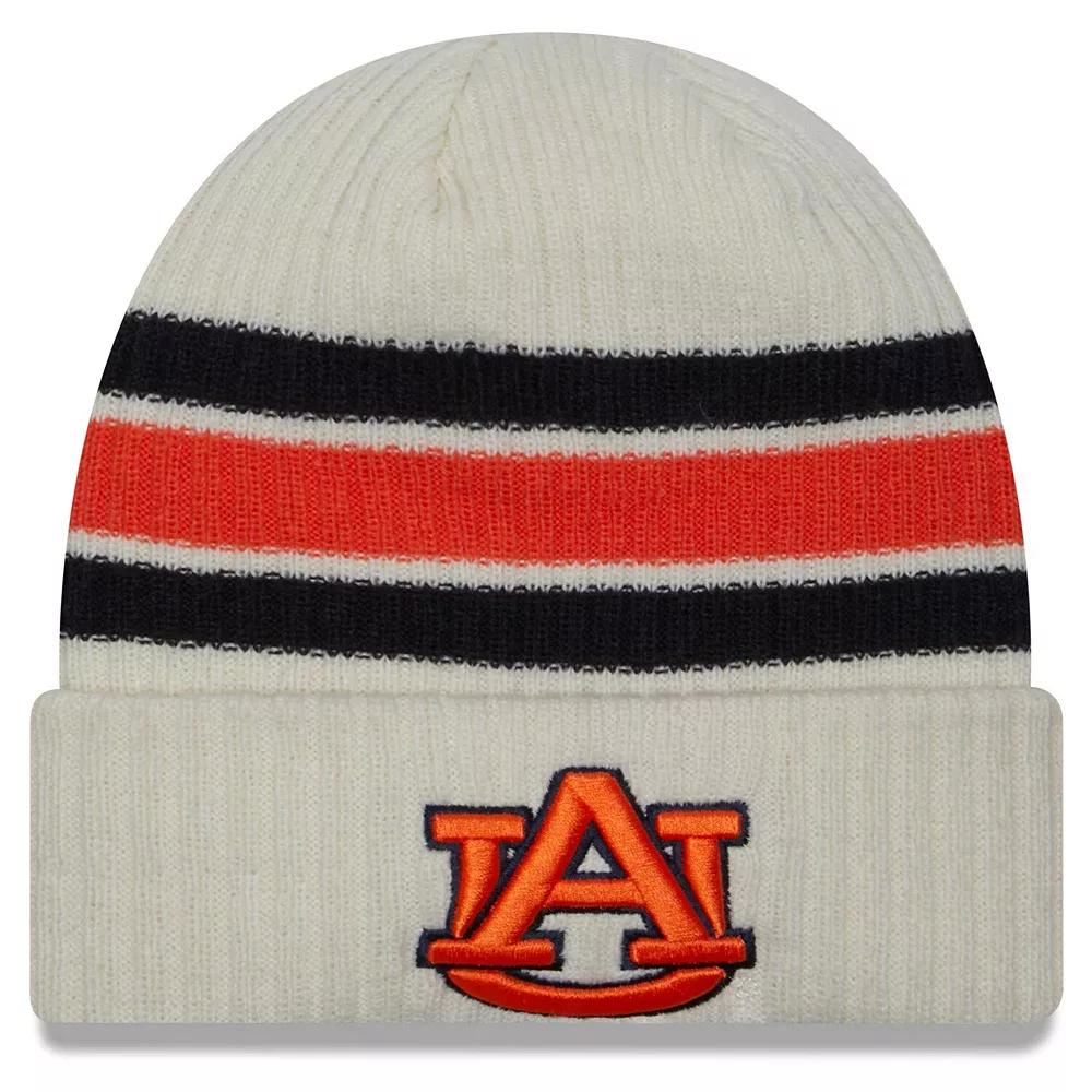 Men's New Era Cream Auburn Tigers Vintage Cuffed Knit Hat, Beige Product Image