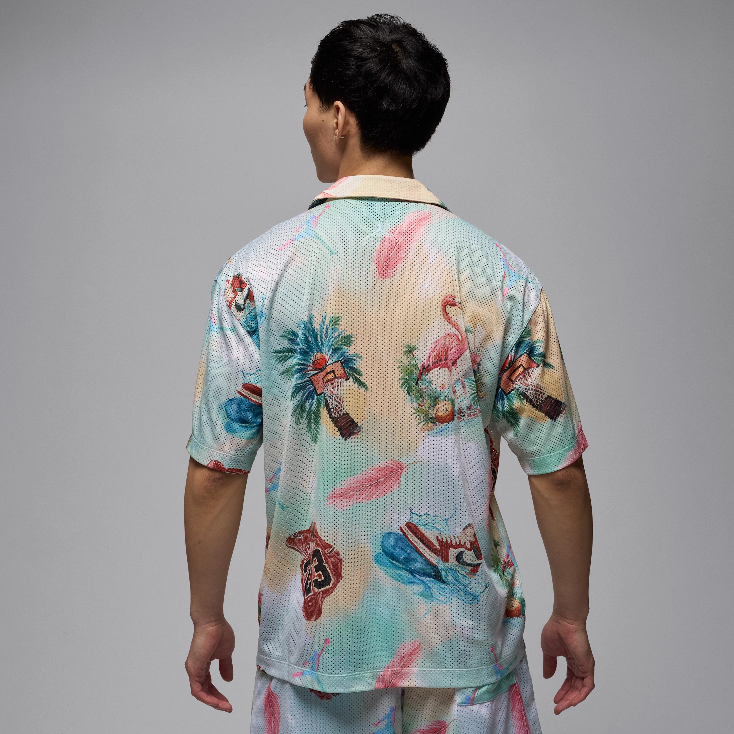 Jordan Mens Jordan Essential SMR PK Printed Camp Top - Mens Sail/Carolina Product Image