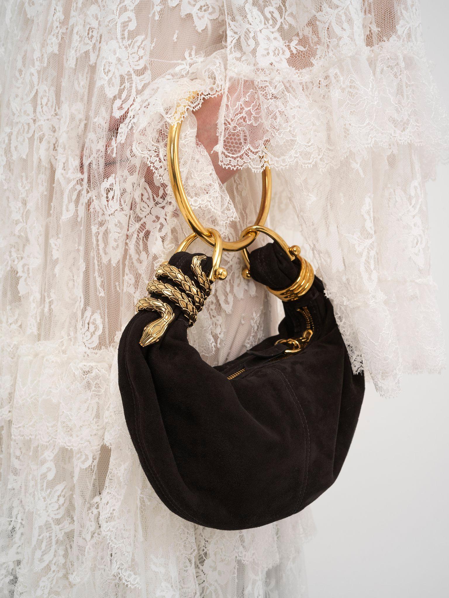 Small Snake Bracelet Hobo bag in suede leather Product Image