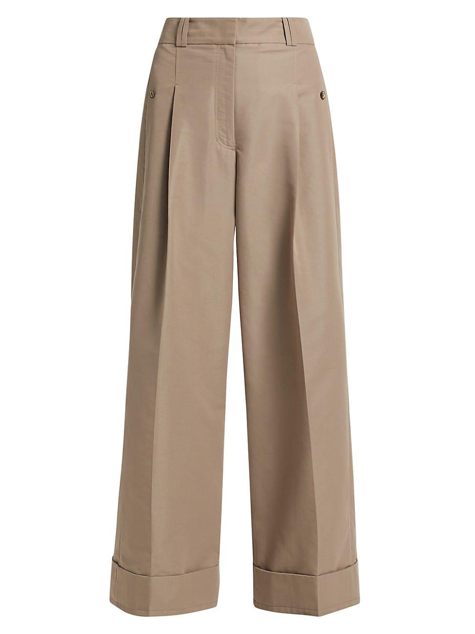 Womens High-Rise Pleated Wide-Leg Pants Product Image